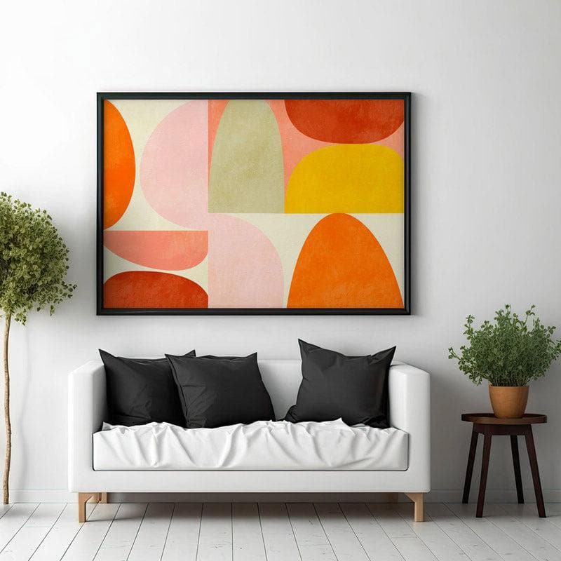 Wall Art & Paintings - Warm Pastel Geometry Wall Painting - Black Frame