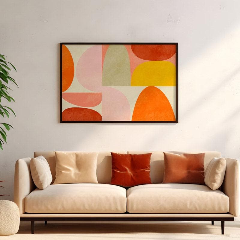 Wall Art & Paintings - Warm Pastel Geometry Wall Painting - Black Frame