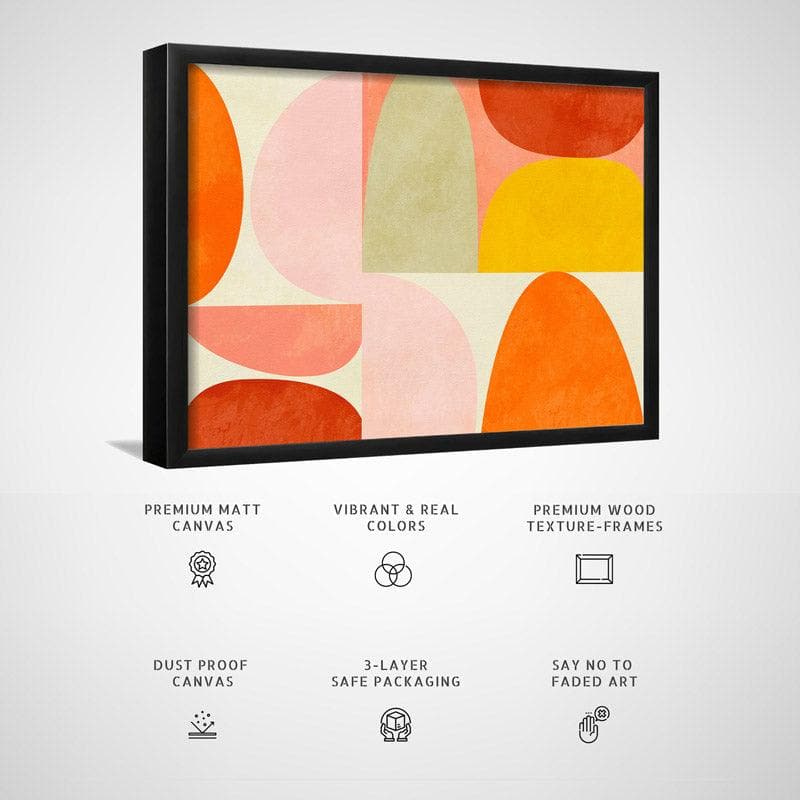 Wall Art & Paintings - Warm Pastel Geometry Wall Painting - Black Frame