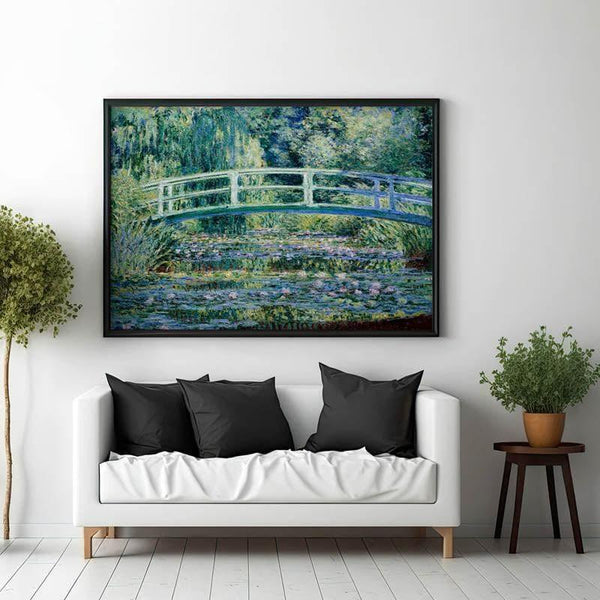 Wall Art & Paintings - Water Lilies And Japanese Bridge By Claude Monet - Black Frame