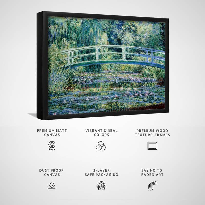 Wall Art & Paintings - Water Lilies And Japanese Bridge By Claude Monet - Black Frame