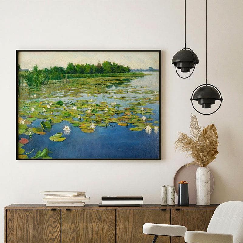 Wall Art & Paintings - Water Lilies Canvas Painting - Black Frame