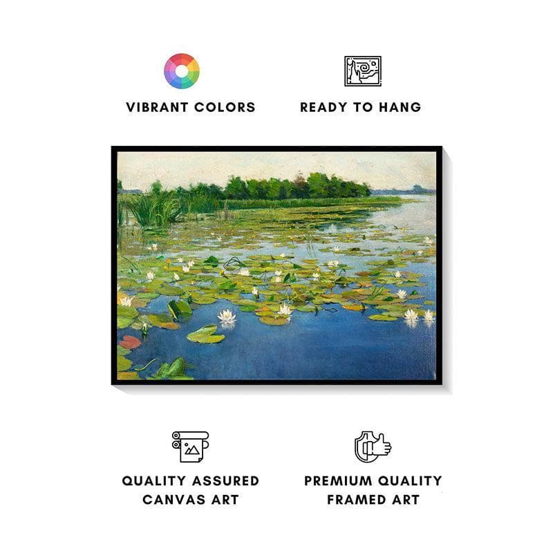 Buy Water Lilies Canvas Painting - Black Frame Wall Art & Paintings from Vaaree