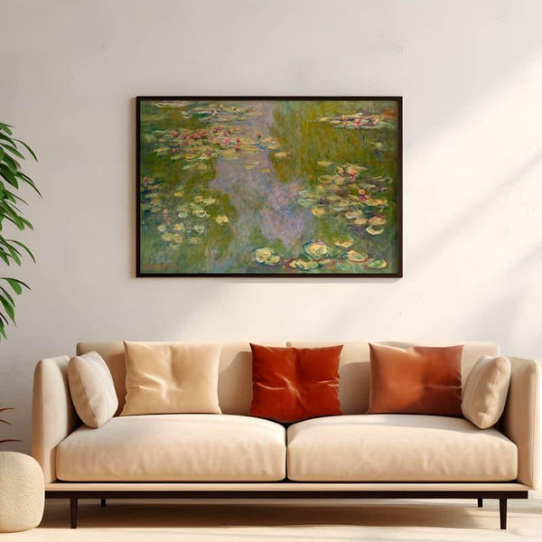 Wall Art & Paintings - Water Lilies Painting By Claude Monet - Black Frame