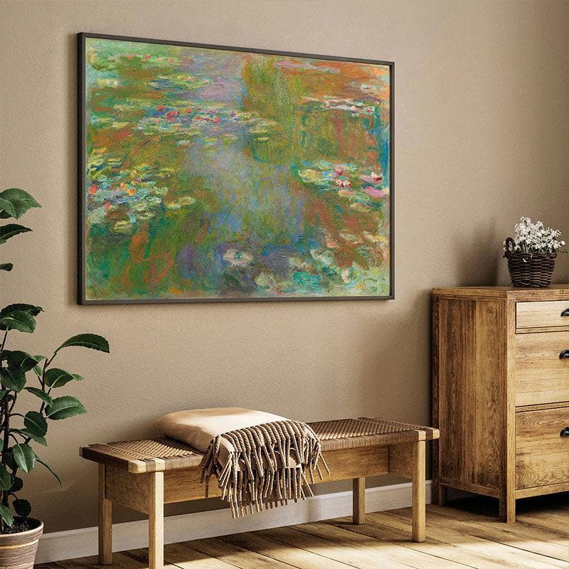 Wall Art & Paintings - Water Lily & Pond Painting - Black Frame