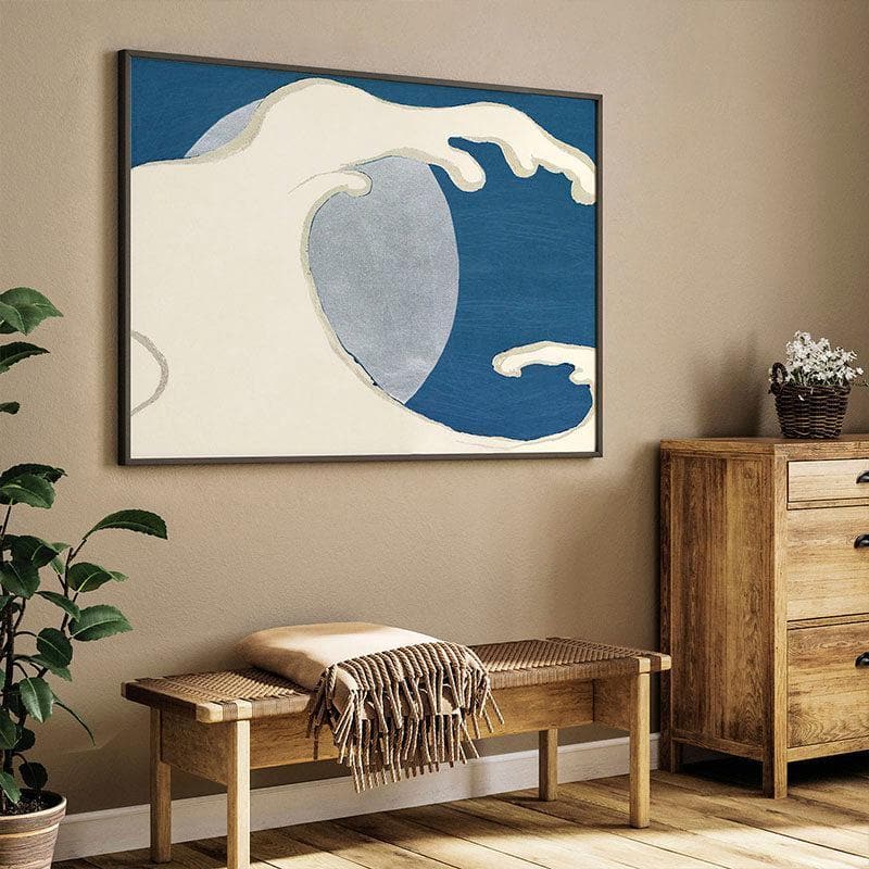 Wall Art & Paintings - Waves From Momoyogusa Painting By Kamisaka Sekka - Black Frame