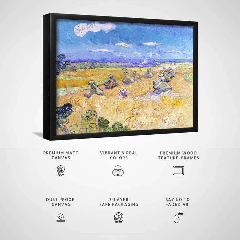 Wall Art & Paintings - Wheat Fields With Reaper Auvers By Vincent Van Gogh - Black Frame