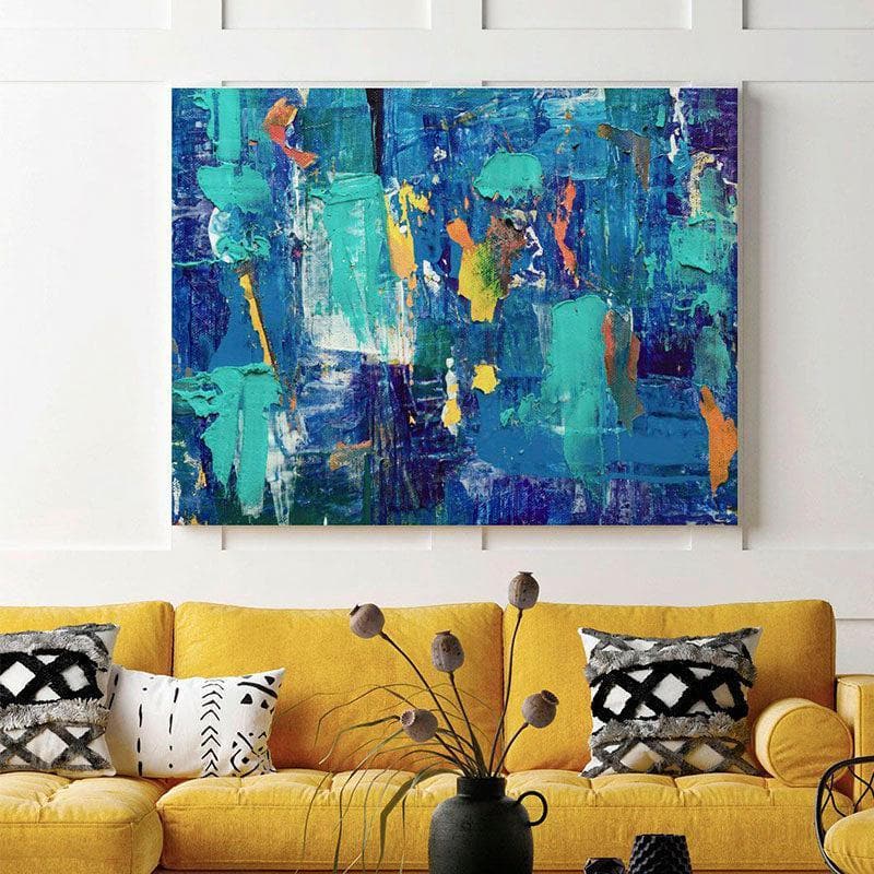 Wall Art & Paintings - Winter Blue Abstract Wall Painting - Gallery Wrap