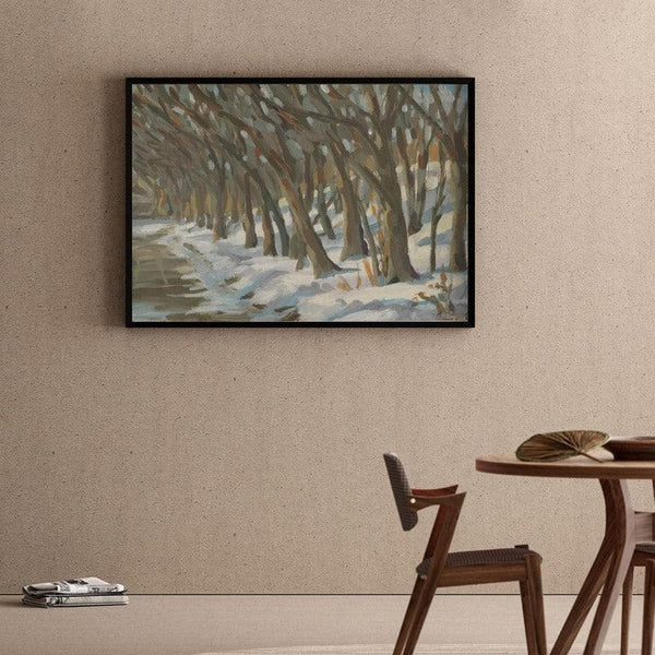 Wall Art & Paintings - Winter Trees Wall Painting - Black Frame