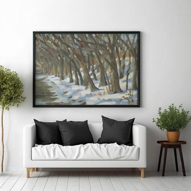 Wall Art & Paintings - Winter Trees Wall Painting - Black Frame