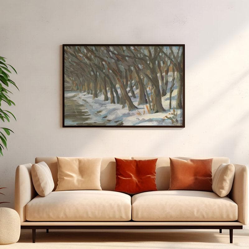 Wall Art & Paintings - Winter Trees Wall Painting - Black Frame