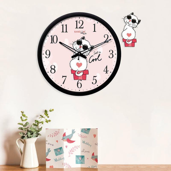 Buy Wall Clock - Cool Cat Wall Clock - Black at Vaaree online