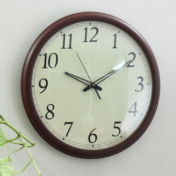 Wall Clock - Eterio Round Wall Clock - Brown