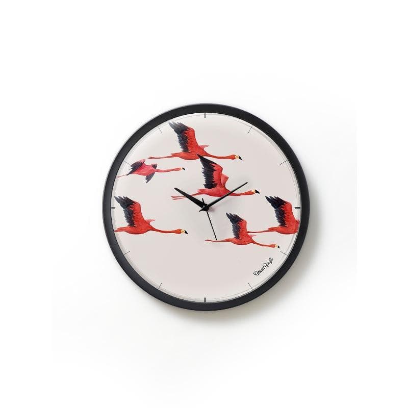 Wall Clock - Flamingos On Way Wall Clock