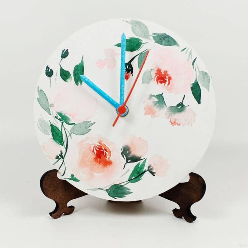 Buy Wall Clock - Halo Pastel Flora Table Clock at Vaaree online