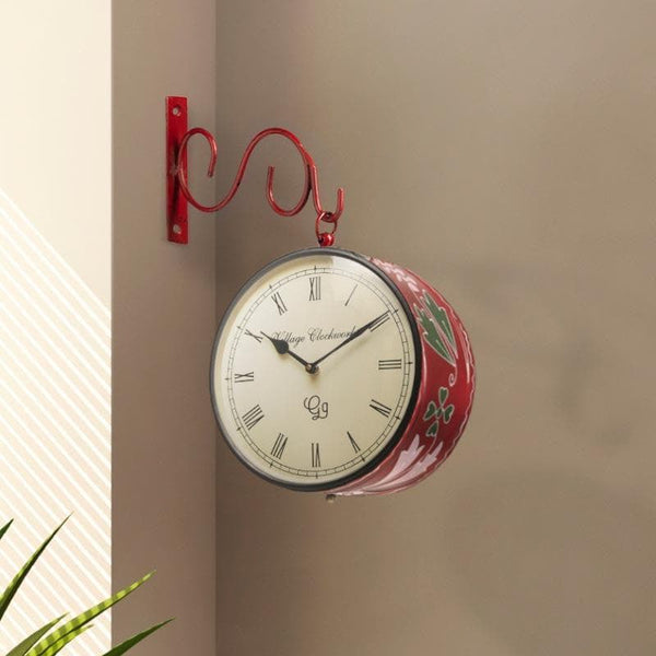 Wall Clock - Leopoldine Handpainted Station Clock - Red