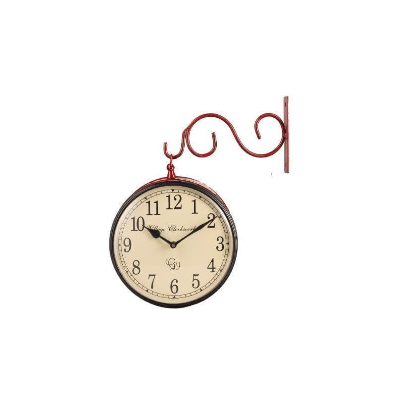 Buy Leopoldine Handpainted Double Sided Station Clock - Red Wall Clock from Vaaree