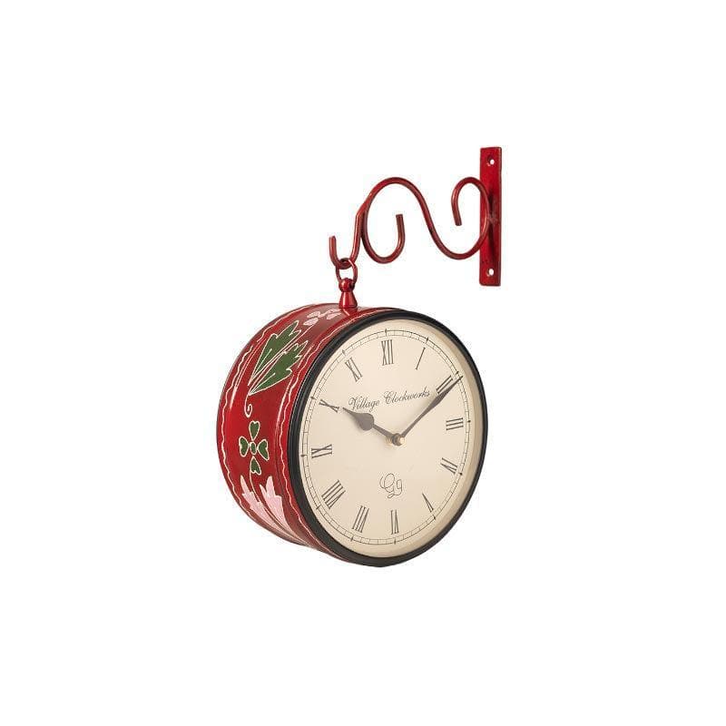 Wall Clock - Leopoldine Handpainted Station Clock - Red