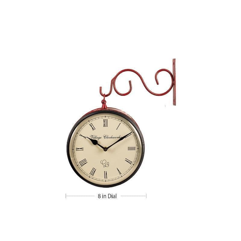 Wall Clock - Leopoldine Handpainted Station Clock - Red