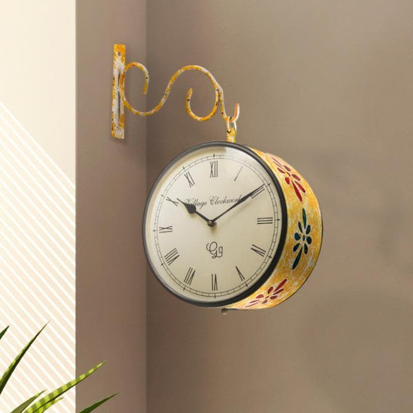 Wall Clock - Leopoldine Handpainted Station Clock - Yellow