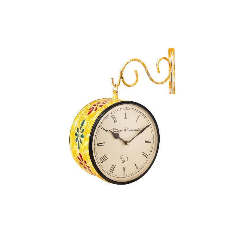 Wall Clock - Leopoldine Handpainted Station Clock - Yellow