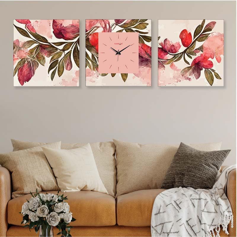 Buy Pink Prusian Wall Art & Clock Wall Clock from Vaaree