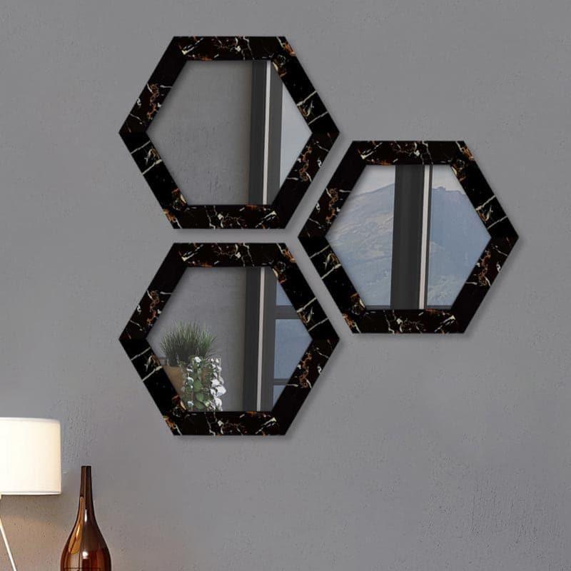 Buy Hexa Gleam Wall Mirror (Black) - Set Of Three Wall Mirror from Vaaree