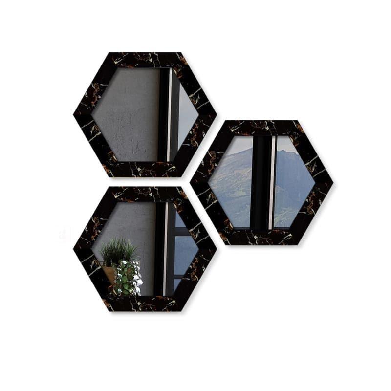 Buy Hexa Gleam Wall Mirror (Black) - Set Of Three Wall Mirror from Vaaree