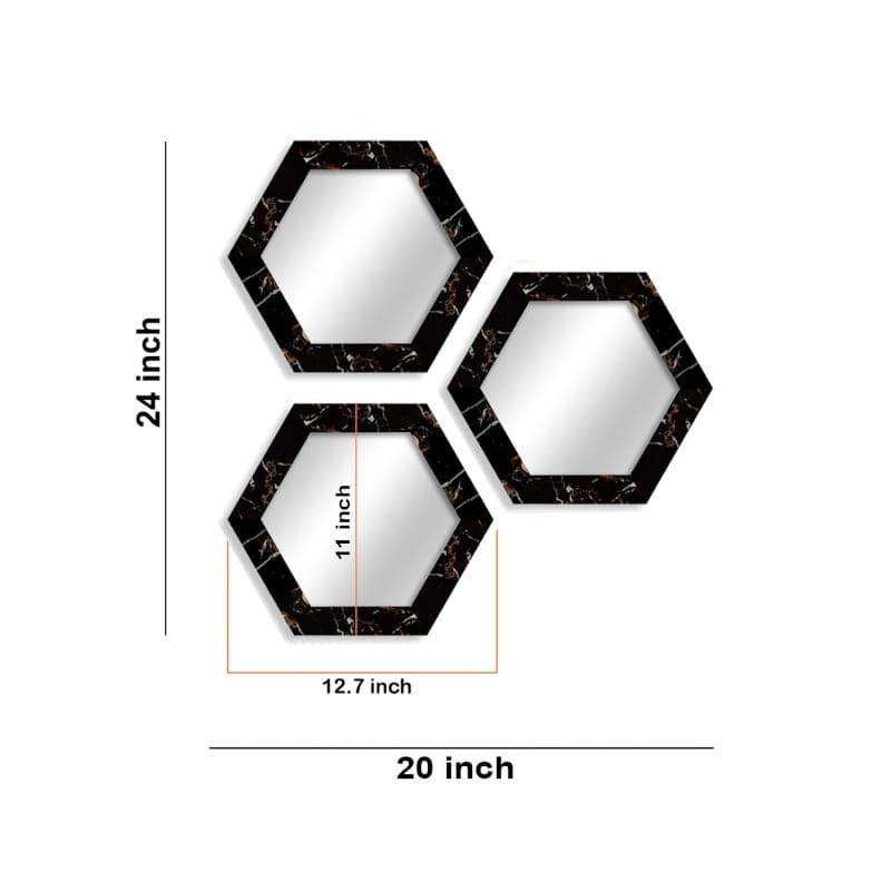 Buy Hexa Gleam Wall Mirror (Black) - Set Of Three Wall Mirror from Vaaree