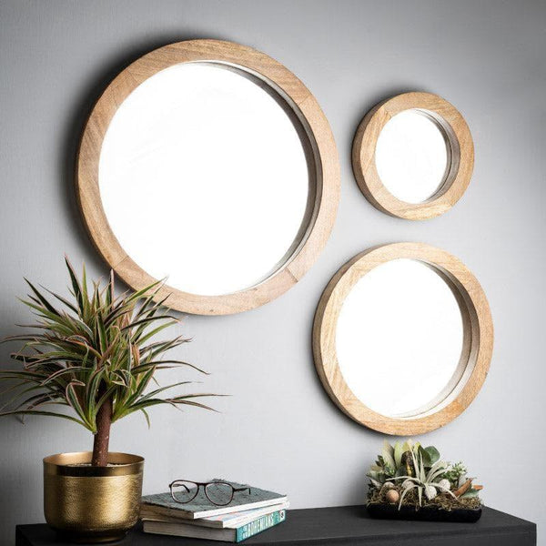 Buy Wall Mirror - Satomi Wall Mirror (Beige) - Set Of Three at Vaaree online