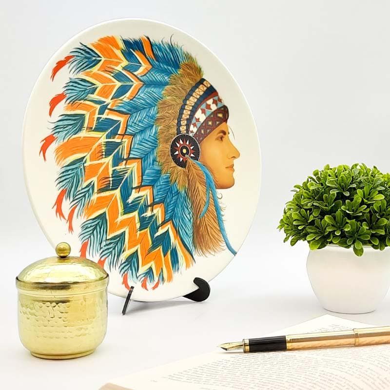 Buy Dauntless Red Indian Decorative Plate Wall Plates from Vaaree