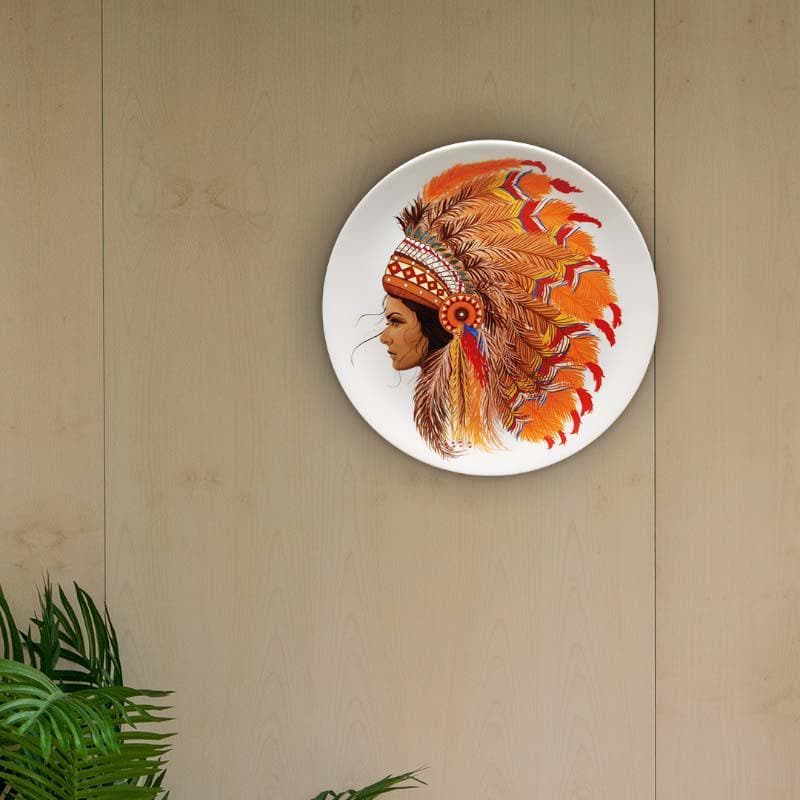 Buy Dauntless Red Indian Decorative Plate - Orange Wall Plates from Vaaree