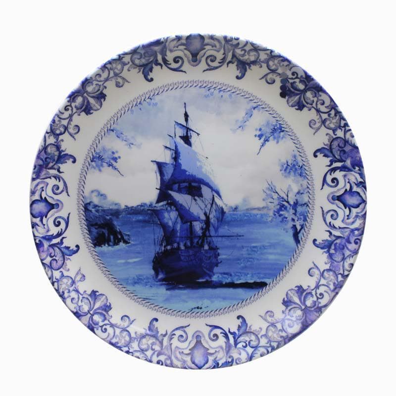 Buy Dutch Blue Pottery Ship Inspired Decorative Plate Wall Plates from Vaaree