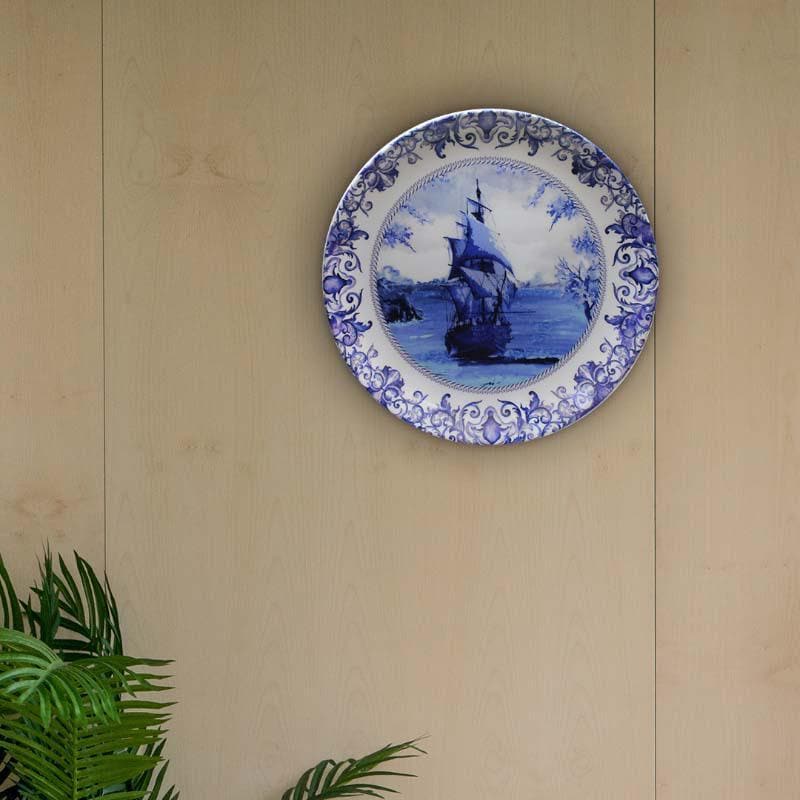 Buy Dutch Blue Pottery Ship Inspired Decorative Plate Wall Plates from Vaaree