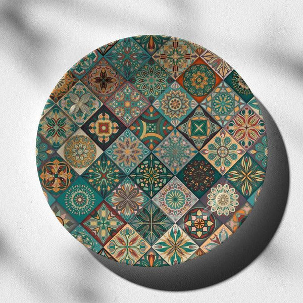 Wall Plates - Ethnic Mandala Tiles Wall Plate - Teal