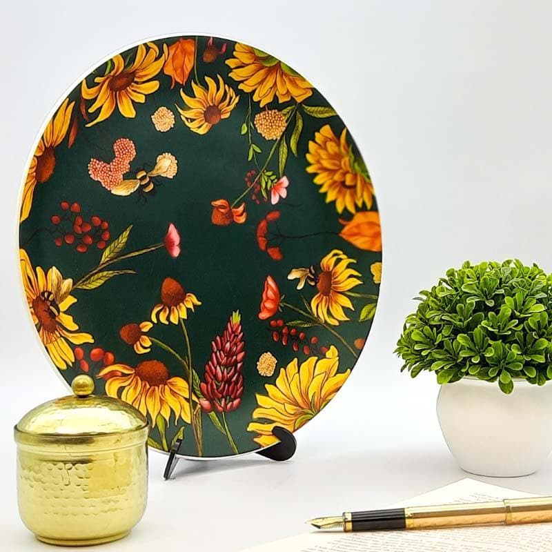 Wall Plates - Floral Bliss Green Decorative Plate