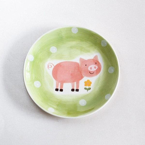 Wall Plates - Quirky Farm Handpainted Wall Plate - Pig