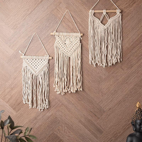 Wall Tapestry - Fiona Macrame Wall Accent - Set Of Three
