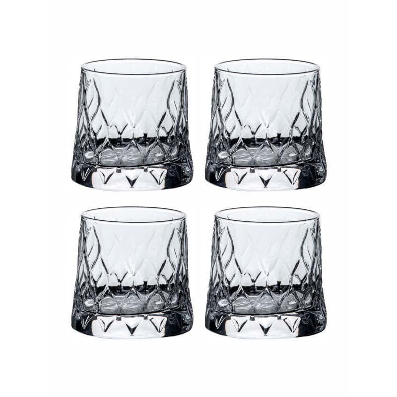 Scotch & Whiskey Glasses - Foliage Glass Tumbler (300 ML) - Set Of Four