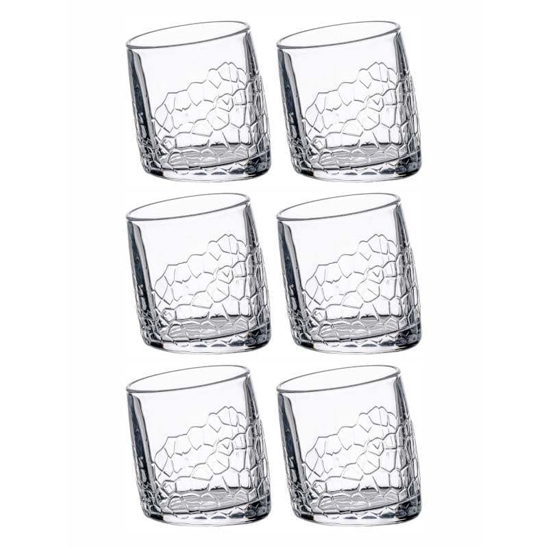 Scotch & Whiskey Glasses - Honeycomb Glass Tumbler (280 ML) - Set Of Six