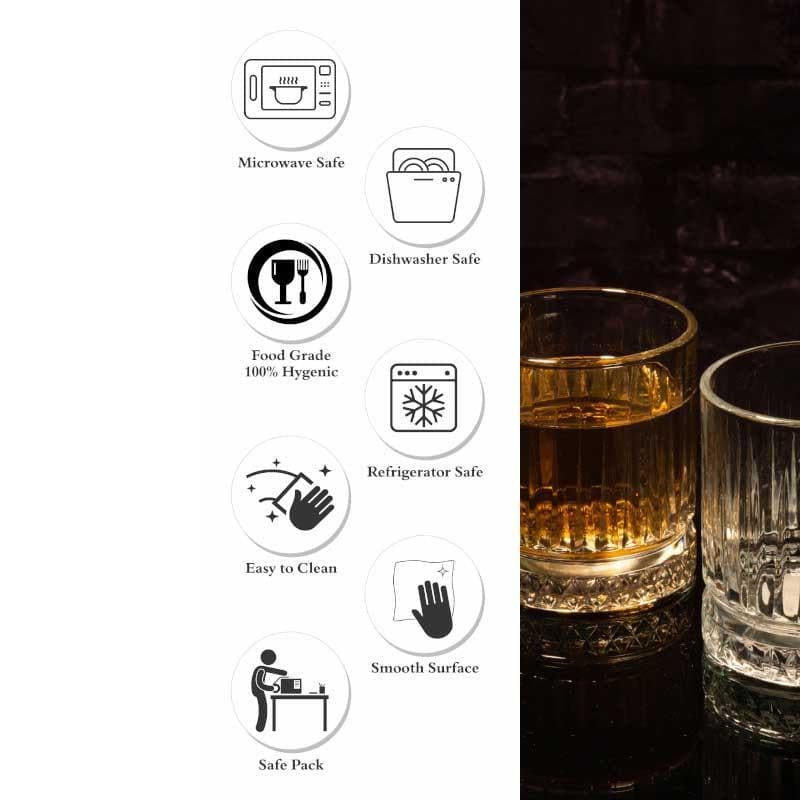 Scotch & Whiskey Glasses - Texos Glass Tumbler (210 ML) - Set Of Four