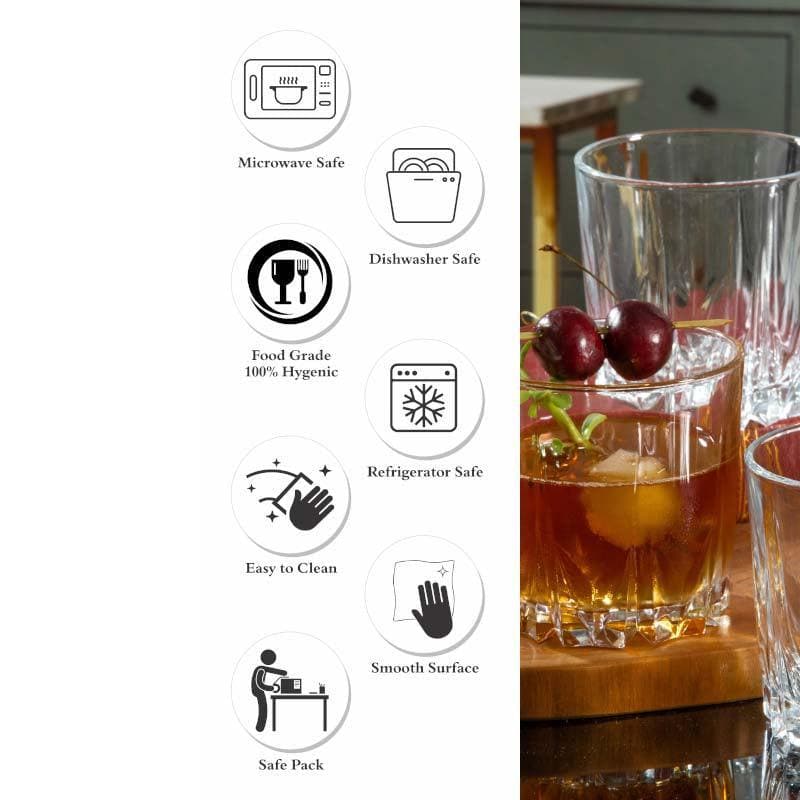 Buy Tiyna Short Glass Tumbler (300 ML) - Set Of Six Scotch & Whiskey Glasses from Vaaree