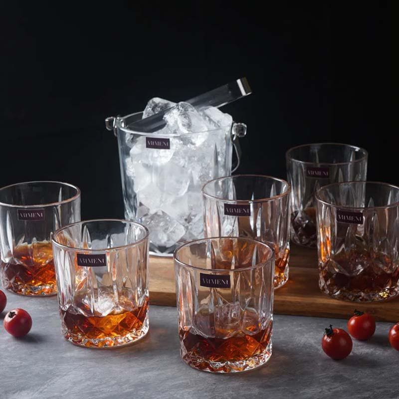 Scotch & Whiskey Glasses - Ballantys Ice Bucket & Whiskey Glass (360 ml) - Set Of Six