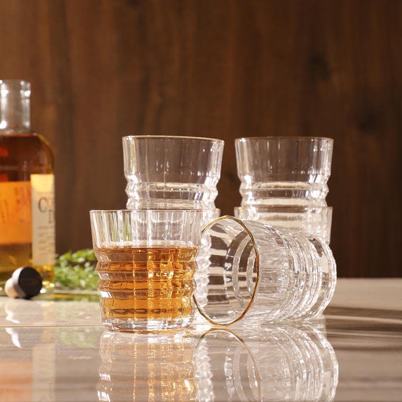 Buy Love Handles Whiskey Glass (300 ml ) - Set Of Six Scotch & Whiskey Glasses from Vaaree