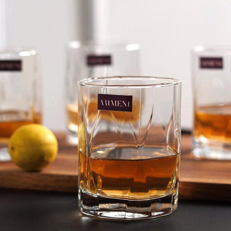 Buy Radiant Ridge Glass (310 ml) - Set Of Four Scotch & Whiskey Glasses from Vaaree