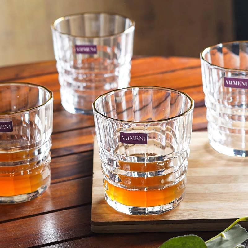 Buy Streetwalk Whiskey Glass (300 ml ) - Set Of Four Scotch & Whiskey Glasses from Vaaree