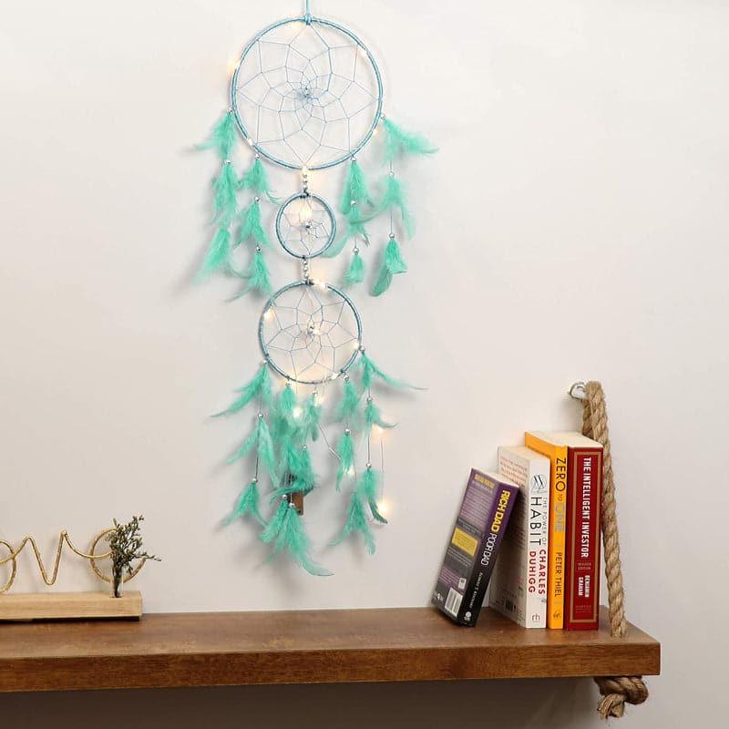 Windchimes & Dreamcatchers - Amazo Feather Dreamcatcher With Light - Aqua