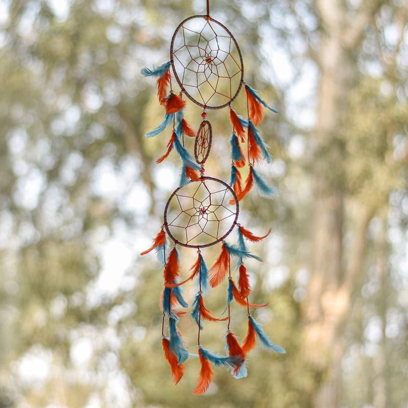 Buy Amazo Feather Dreamcatcher With Light - Orange & Sky Blue Dreamcatchers from Vaaree