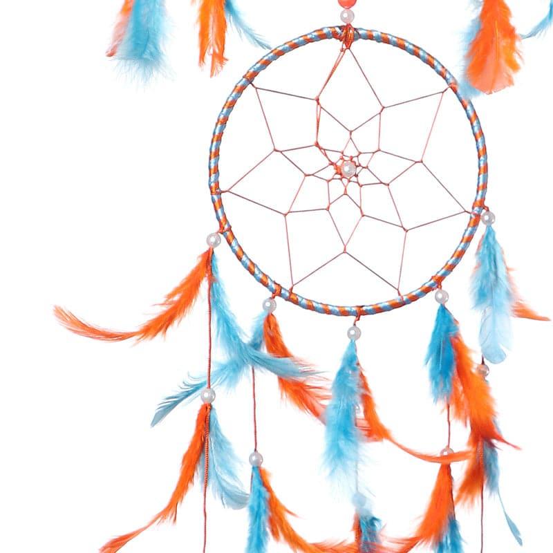 Buy Amazo Feather Dreamcatcher With Light - Orange & Sky Blue Dreamcatchers from Vaaree