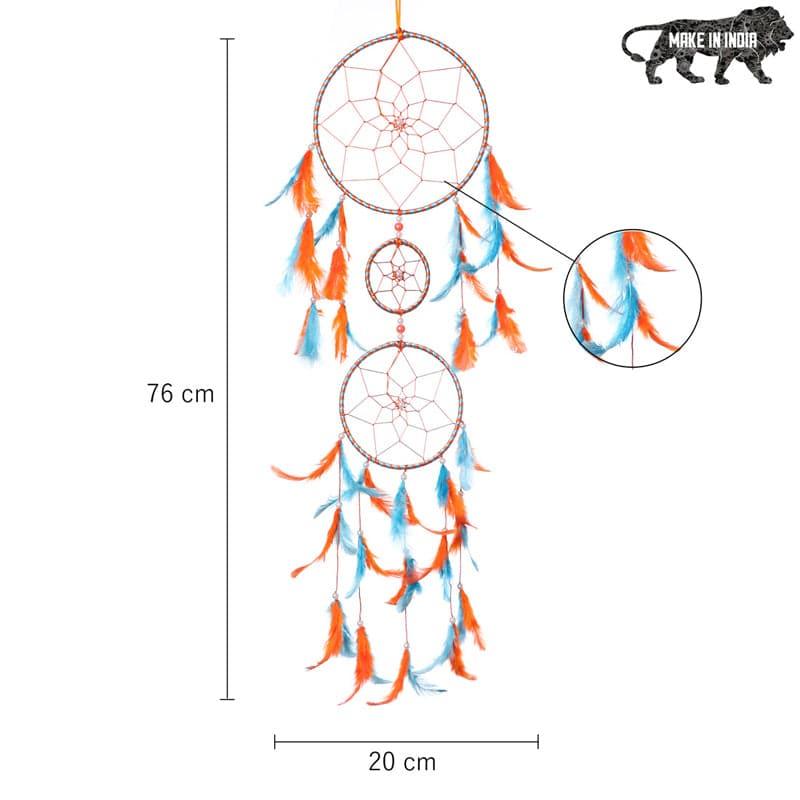 Buy Amazo Feather Dreamcatcher With Light - Orange & Sky Blue Dreamcatchers from Vaaree